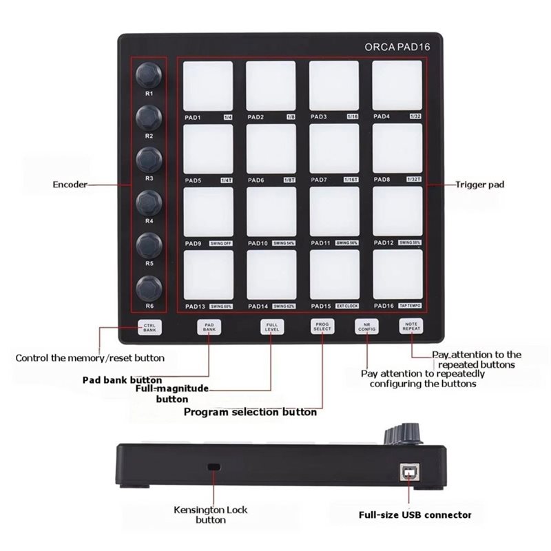 PAD16 Controller Keyboard DJ M - Audio Music Dj recension och pris