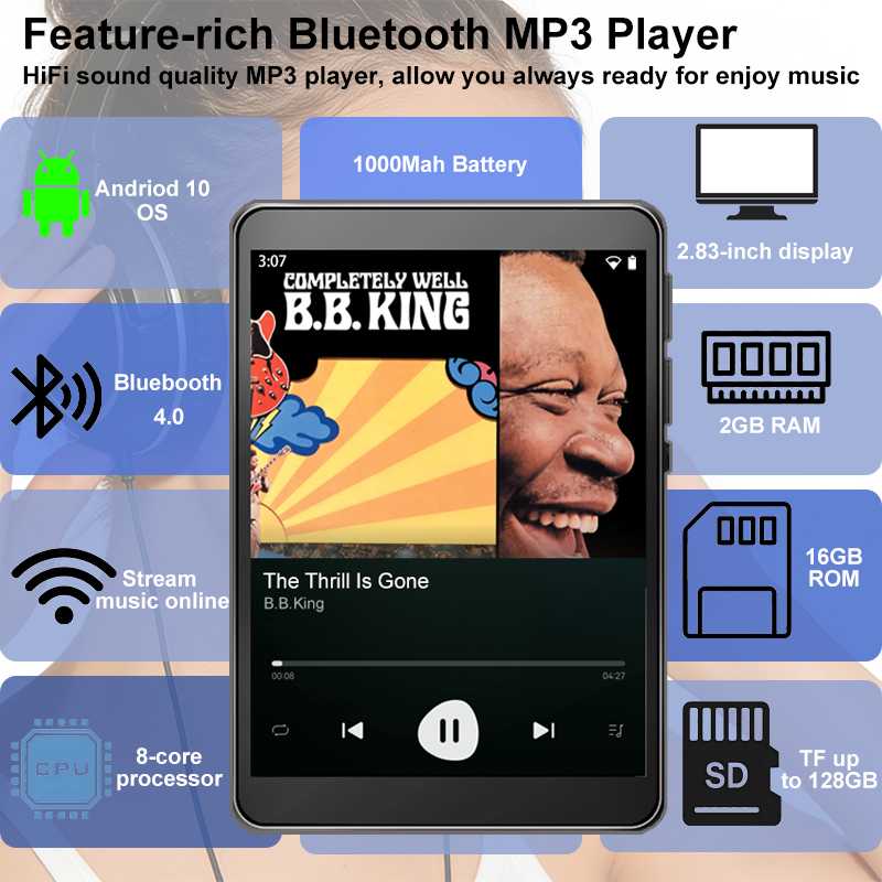 WiFi MP3 Player Andriod 10 Spo - Audio Music To Download recension och pris